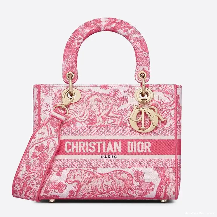 Medium de D-lite Bag Rose Jouy Motif Toile Lady Canvas 0430 Luxury